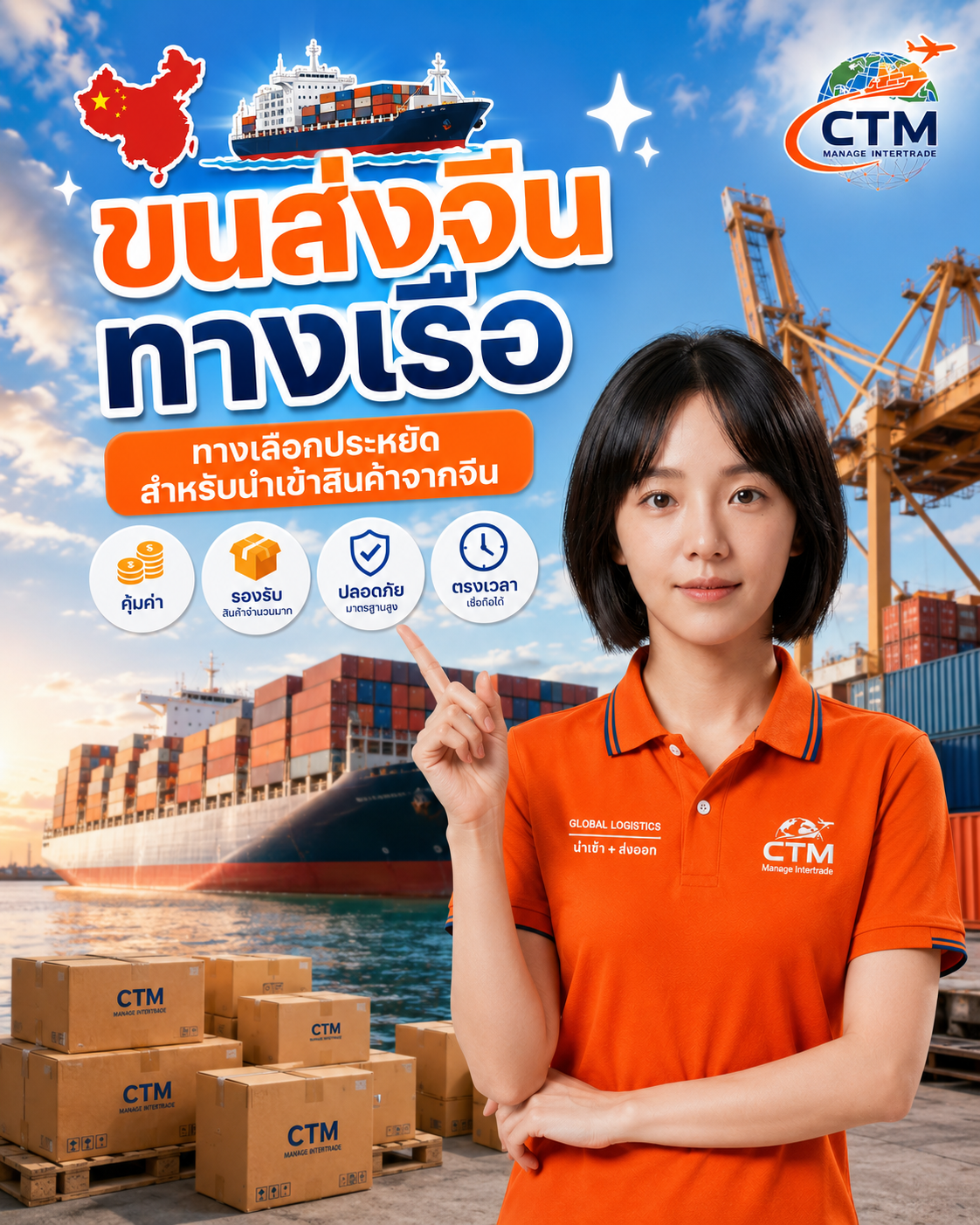 ขนส่งจีนทางเรือ ทางเลือกยอดนิยมสำหรับนำเข้าสินค้าจากจีน ลดต้นทุน เหมาะกับธุรกิจทุกขนาด