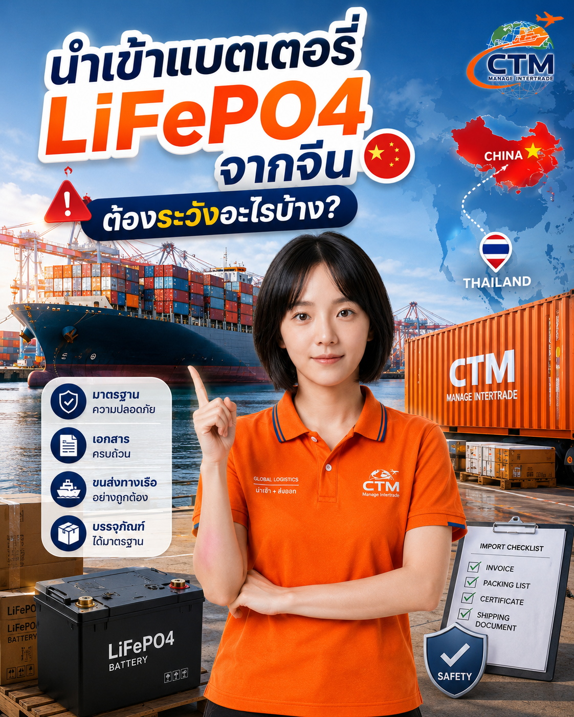 นำเข้าแบตเตอรี่ LiFePO4 จากจีน ต้องระวังอะไรบ้าง?