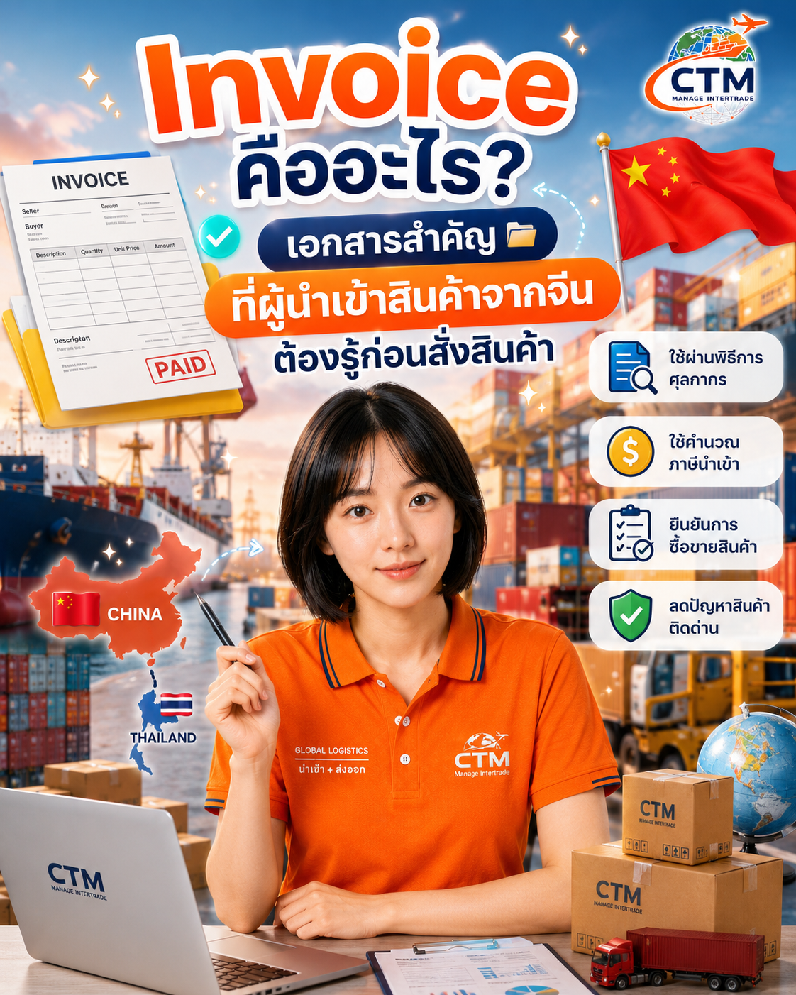 Invoice คืออะไร? ทำไมสำคัญสำหรับคนนำเข้าสินค้าจากจีน พร้อมวิธีเตรียมเอกสารให้ผ่านศุลกากร