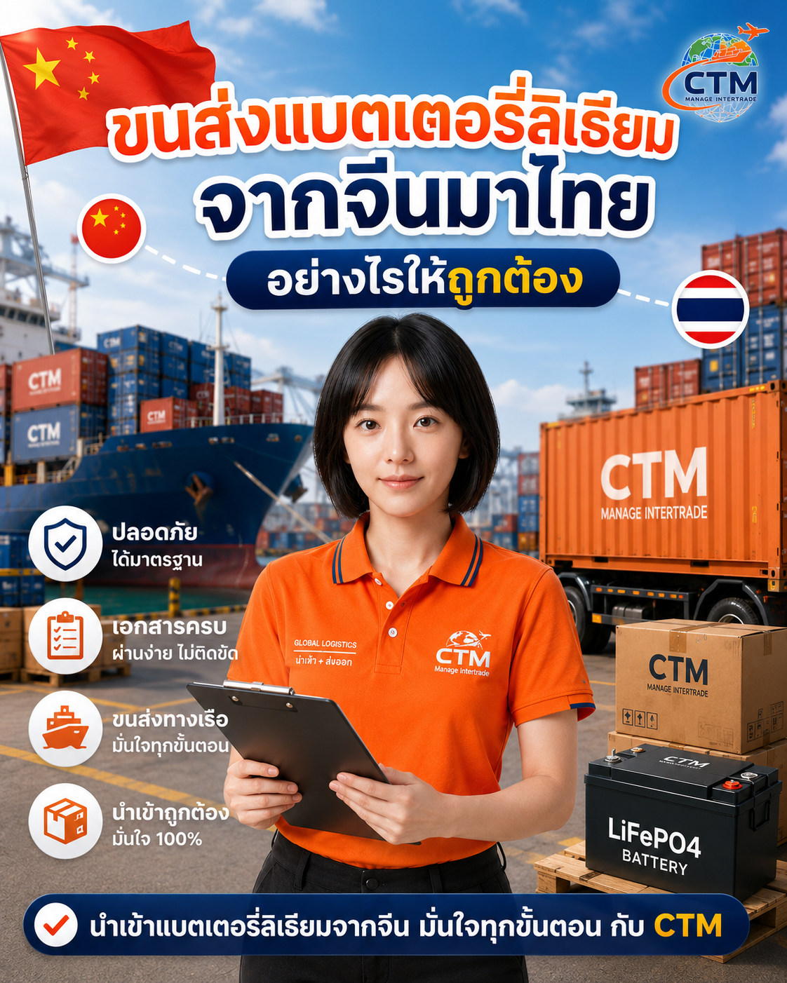 ขนส่งแบตเตอรี่ลิเธียมจากจีนมาไทยอย่างไรให้ถูกต้อง พร้อมข้อควรรู้ก่อนนำเข้า