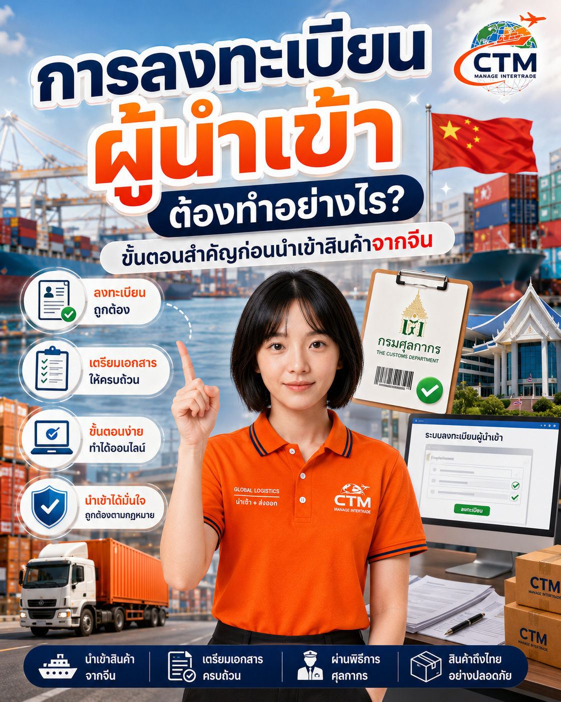 การลงทะเบียนผู้นำเข้า ต้องทำอย่างไร? คู่มือฉบับละเอียด พร้อมเอกสาร ขั้นตอน และวิธีนำเข้าสินค้าจากจีนแบบถูกต้อง